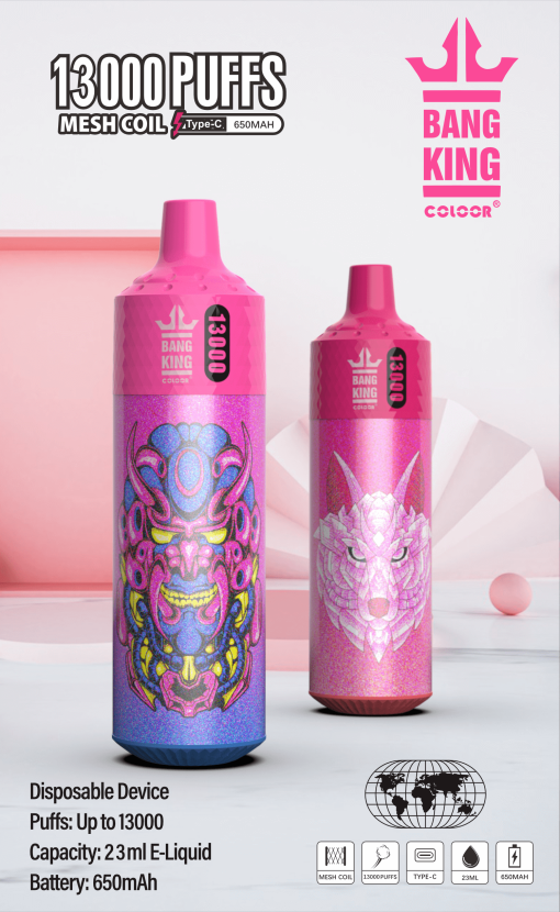 Bang King 13000 - 13000 Puffs, 650mAh Akku, 16 Aromen, Mesh Coil Technologie, Type-C Ladebuchse