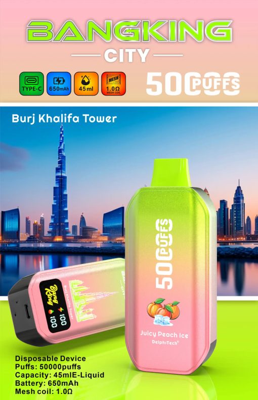 BANG KING 50000 CITY Disposable Vape - Up to 50,000 Puffs, 45mL Pre-filled, 650mAh Battery, 12 Flavors - Premium Vaping Experience